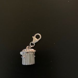 Sterling cat in garbage can charm vintage